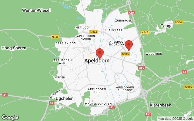 Map of Apeldoorn showing salon locations